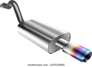 Vector exhaust pipe, car part silencer isolated