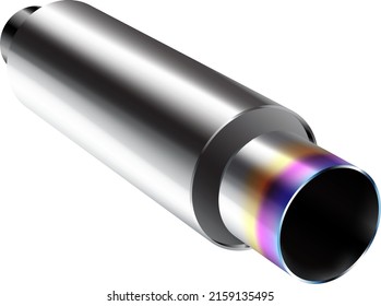Vector exhaust pipe, car part silencer isolated