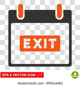 Vector Exit Caption Calendar Day EPS vector pictograph. Illustration style is flat iconic bicolor orange and gray symbol on a transparent background.