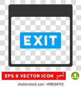 Vector Exit Caption Calendar Page EPS vector pictograph. Illustration style is flat iconic bicolor blue and gray symbol on a transparent background.