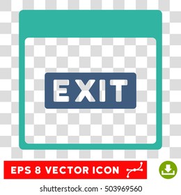Vector Exit Caption Calendar Page EPS vector icon. Illustration style is flat iconic bicolor cobalt and cyan symbol on a transparent background.