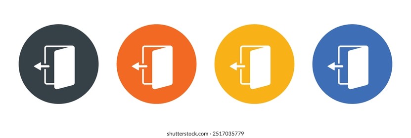 Vector Exit Icon In Circle Multiple Color