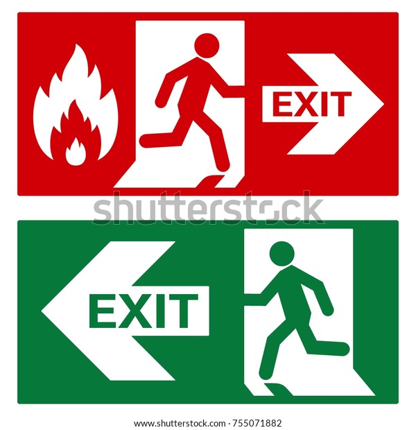 Vector Exit Sign Emergency Fire Exit Stock Vector (Royalty Free) 755071882