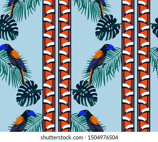 Vector exotic birds pattern. Ethnic seamless pattern ornament. Vector pattern. 