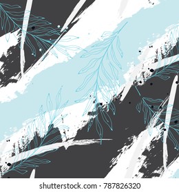 Vector exotic botanical print. Jungle foliage modern fashion texture. trendy exotic party decoration