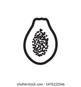 Vector exotic cut papaya icon. Flat illustration of papaya isolated on white background. Icon vector illustration sign symbol.