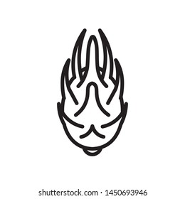 Vector exotic dragon fruit icon. Flat illustration of dragon fruit isolated on white background. Icon vector illustration sign symbol.