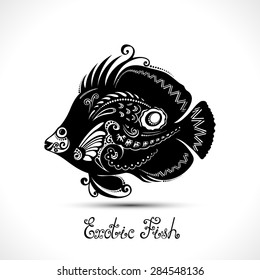 Vector Exotic Fish. Patterned Sea Logo Collection. Decorative Design