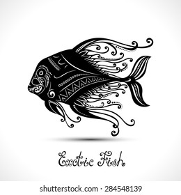 Vector Exotic Fish. Patterned Sea Logo Collection. Decorative Design