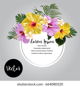 Vector Exotic Flowers With Leaves Frame