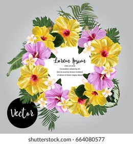 Vector Exotic Flowers With Leaves Frame