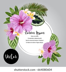Vector Exotic Flowers With Leaves Frame