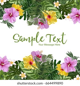 Vector Exotic Flowers And Leaves Frame