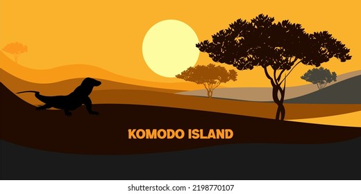 Vector: Exotic Komodo Island, Indonesia.