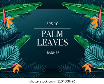 Vector exotic pattern with palm leaves.