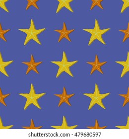 Vector Exotic Seafisn Seamless Pattern on Blue Background