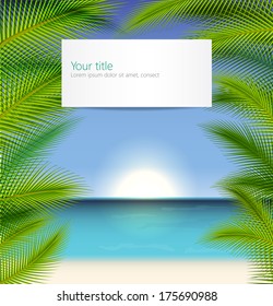 Vector Exotic trip background with palm tree leaves