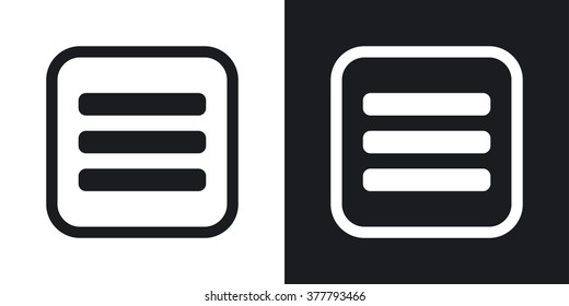 Vector expand menu button. Two-tone version on black and white background