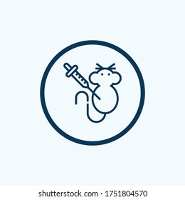 Vector experimental mouse, rat with syringe flat color line icon