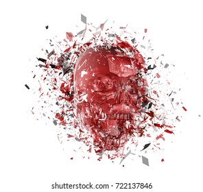 vector exploded skull with splashes in all directions. terrible and beautiful template