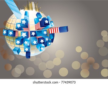 Vector Exploding Sphere with American symbols