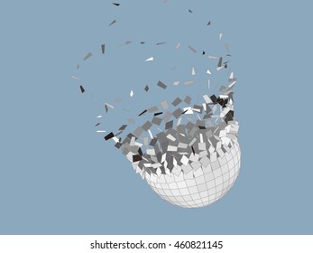 vector exploding sphere shape with fragments.