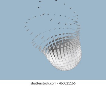 vector exploding sphere shape with fragments.