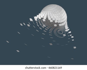 vector exploding sphere shape with fragments.