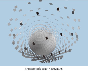 vector exploding sphere shape with fragments.