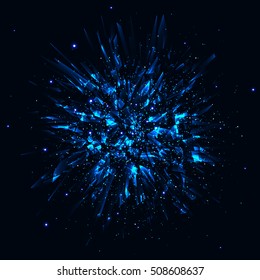 Vector Explosion. Abstract Blue Background