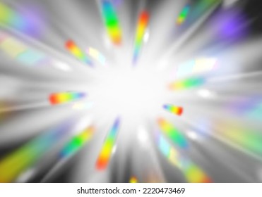 Vector Explosion Background with Rainbow Ray in Anime Style. Abstract Lighting of Ray and Beam Flash Energy Effect