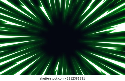 Vector Explosion Frame with Shiny Thunder Lightning. Abstract Neon Glowing Rays. Cartoon Background in Anime Style. 