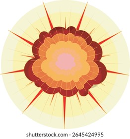 Explosão de vetor com fumaça circular em camadas e linhas de intermitência vermelho-alaranjadas inflamadas. Ótimo para quadrinhos, efeitos de jogos, combate, guerra, militar e narrativa visual dinâmica.