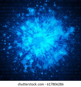 Vector Explosion Science Background Business Presentation Backdrop Blue glowing light glitter background effect