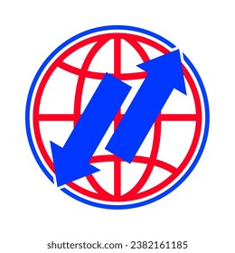 vector export and import logo, with globe lines and up and down arrows