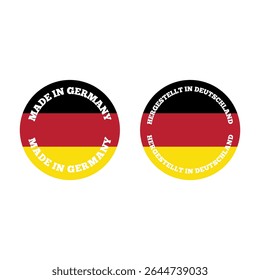 Vector “Made in Germany” and “Hergestellt in Deutschland” Export Label with Flag