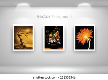 Vector exposition of colorful paintings of plants. Fully editable eps10