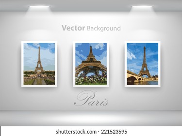 Vector exposition of Eiffel Tower photos. Fully editable eps10