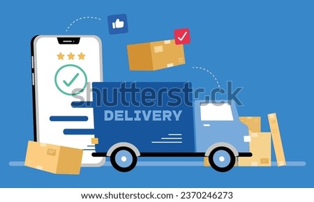 Vector of  Express Delivery Van Ensures Timely Presents Sent Anywhere