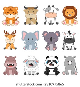 Vector expression group of cute animals