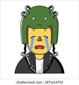 vector expression of a person character wearing a biker style