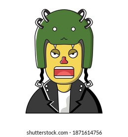 vector expression of a person character wearing a biker style