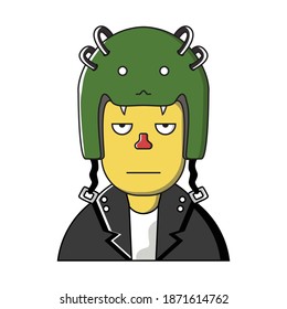 vector expression of a person character wearing a biker style