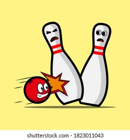 vector expression of a pin hit by a bowling ball