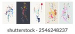 Vector Expressionism paint art splashing, on wall blotches of different colors collection. Sample of cosmetics on a white nad black background. Vector splashes of spilled multi color paint.