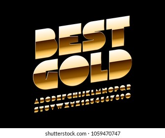 Vector Extra Golden Rich Font. Best Luxury Modern Alphabet Letters, Numbers and Symbols