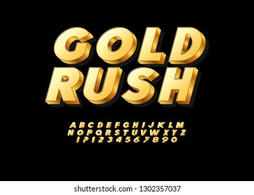 Vector Extra Golden Rich Font. Best Luxury Modern Alphabet Letters, Numbers and Symbols.