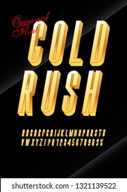 Vector Extra Golden Rich Font. Best Luxury Modern Alphabet Letters, Numbers and Symbols.