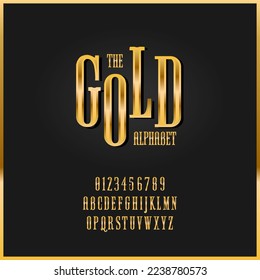 Vektor Extra Golden Rich Font. Bester Luxus Moderne Alphabet Buchstaben, Zahlen und Symbole. Vektorgrafik