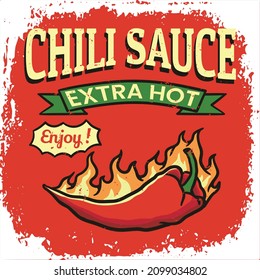 vector extra spicy chili poster and flyer with grunge